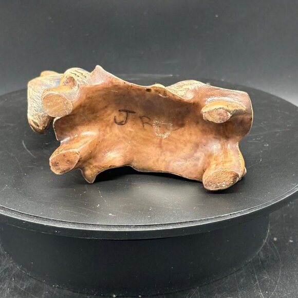 Vintage Stone Carved Pleet Yorkshire Terrier Figurine Signed JR 4.5" - Picture 4 of 6
